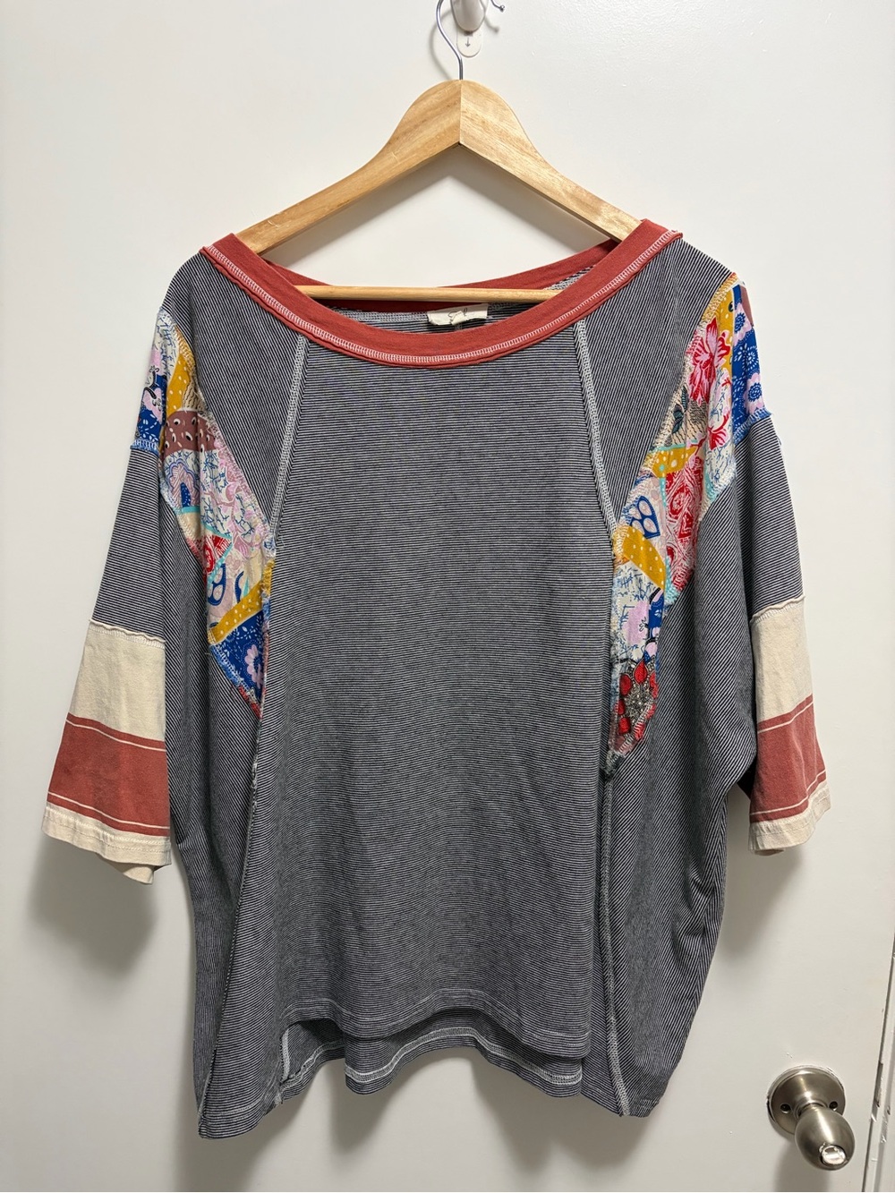 Easel Britt Patchwork Top Boho Women’s Size Large - Picture 2 of 8